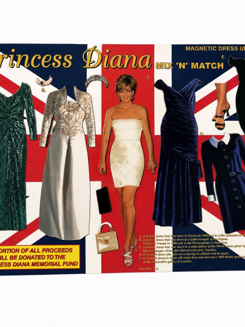 New Ata-Boy Princess Diana Magnetic Dress Up Set Sealed VTG Di 90s Collectable